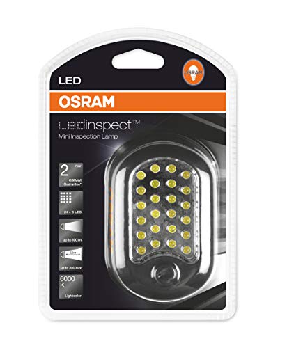LEDinspect HOME MINI 125 de OSRAM, luminaria de trabajo con LED que funciona a pilas, LEDIL202, especial para trabajar en el vehículo en su garaje, estuche (1 unidad)