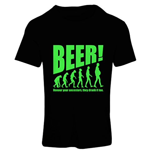 lepni.me Camiseta Mujer The Beervolution - Ideas Divertidas únicas sarcásticas del Regalo para los Amantes de la Cerveza, evolución de consumición (Medium Negro Verde)
