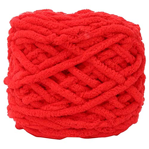 Línea de Zapatillas de Manta Tejida con Aguja de Hilo de una Sola Tira de Hielo Gruesa con un Ganchillo para Tejer artesanías(Rojo Brillante)