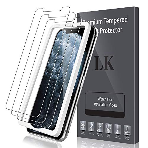 LK Compatible con iPhone 11 Pro MAX Protector de Pantalla,3 Pack,9H Dureza Cristal Templado, Equipado con Marco de Posicionamiento,Vidrio Templado Screen Protector,LK-X-41