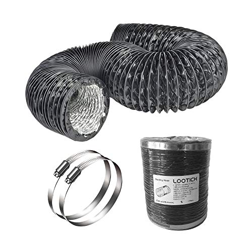 LOOTICH Fuerte Tubo Flexible de Aluminio PVC Ø127mm Longitud 2,5m para Extractor de Aire Climatización Secadora Conducto de Aire de Ventilación Sistemas con 2 Abrazaderas de Acero Negro LOOTICH Fuerte Tubo Flexible de Aluminio PVC Ø127mm Longitud 2,5m para Extractor de Aire Climatización Secadora Conducto de Aire de Ventilación Sistemas con 2 Abrazaderas de Acero Negro