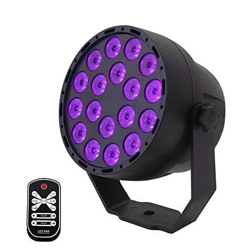 Luces Negras UV 54W 18LEDs 7 modos de iluminación luz de fiesta foco de luz LED control de luz LED de control de luz de disco DMX para club fiesta de club de carnaval (18 UV LED) Luces Negras UV 54W 18LEDs 7 modos de iluminación luz de fiesta foco de luz LED control de luz LED de control de luz de disco DMX para club fiesta de club de carnaval (18 UV LED)
