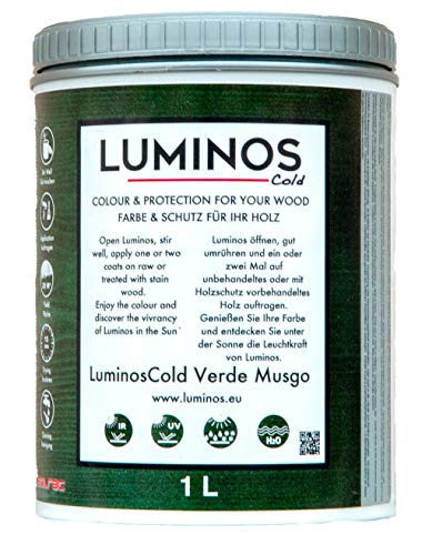 Luminos Cold - LUM1152 - MUSGO - Barniz Lasur al Agua Protector Para Madera Exterior Reflectante IR. Color Verde Musgo. 1L