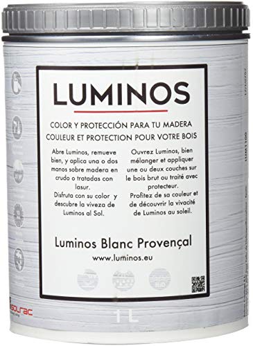 Luminos LUM1100 -BLANC PROVENZAL- Barniz Lasur al Agua Protector Madera Exterior, Blanco Provenza. 2,5L