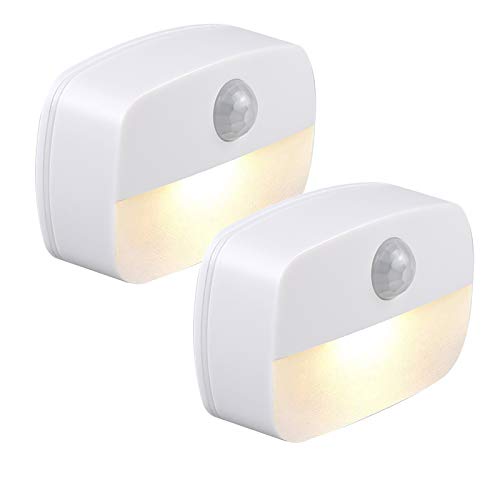 luz nocturna sensor movimiento,luz de noche,[2 unidades] luz con sensor de movimiento a pilas,Luz Quitamiedos Infantil, baño, cocina, para dormitorio, pasillo, escaleras, energéticamente eficiente