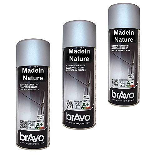 MadeInNature - Lote de 3 bombas de pintura, espray especial para electrodomésticos, alta resistencia a los golpes, 400 ml (aerosol electrodomestico aluminio 180600, lote de 3)