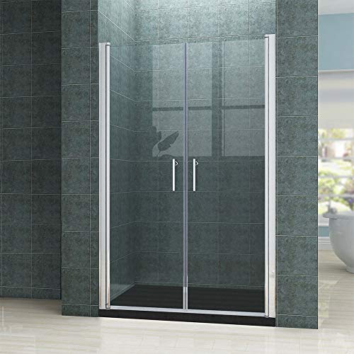 Mampara de Ducha Abatible 110x195cm,Doble Frontal Puerta de Ducha Abierto Central,Mampara Ducha Plegable con Vidrio Templado de 5mm Mampara de Ducha Abatible 110x195cm,Doble Frontal Puerta de Ducha Abierto Central,Mampara Ducha Plegable con Vidrio Templado de 5mm