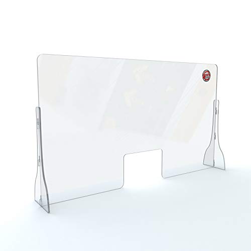 Mampara Premium 130x75cm 5mm Irrompible Protección, Fabricada en Policarbonato Compacto de Alto Impacto. Vinilo Suelo Distancia de Seguridad Gratis