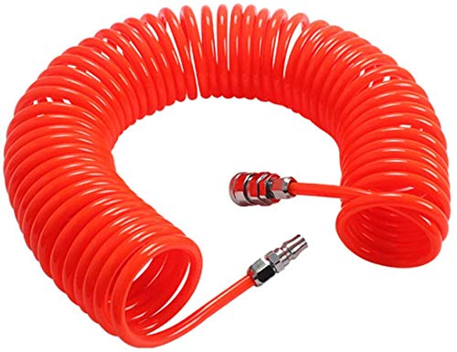 Manguera Neumática 1/5'' 10 Bares Aire Comprimido PU Manguera en espiral Tubo espiral compresor 6M Rojo para compresor de aire Accesorios de bomba de aire poliuretano semiprofesional