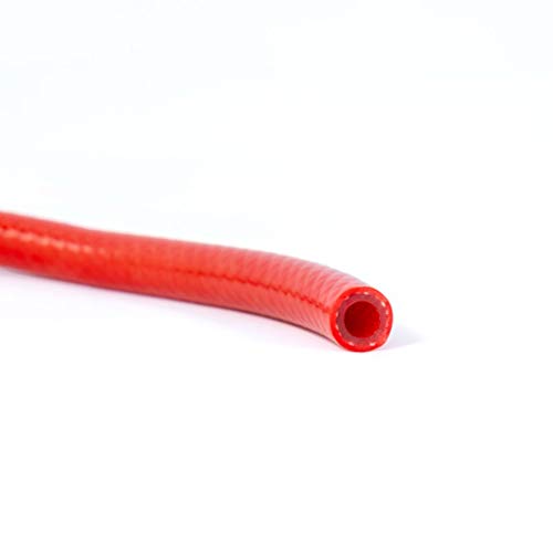 Manguera trenzada de PVC reforzado de grado alimentario – 1/2" – 12,5 mm I/D x 18,5 mm O/D x 3,0 mm pared (10 metros, rojo)