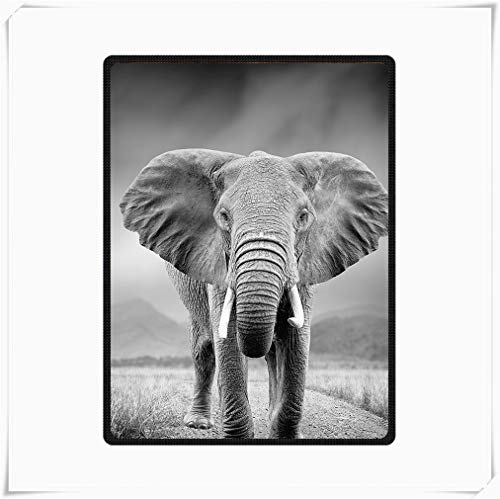 Manta de Franela Manta de Lana para el Sofá Cama Negro Blanco 3D Elefante Africano Caminando Manta Súper Suave y Acogedora para Todas Las Estaciones para Acampar y Viajar (Size : 70"x 90")