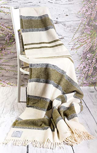 Manta de lana de merino, manta 100% lana merino, lana de cordero, 160 x 200 cm (melocotón)
