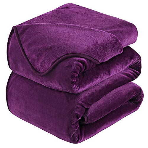 Mantas para Sofa 220x240 cm Púrpura ,Mantas para Cama de Franela Reversible,Mantas Ligeras de 100% Microfibra - Fácil De Limpiar - Extra Suave Cálido