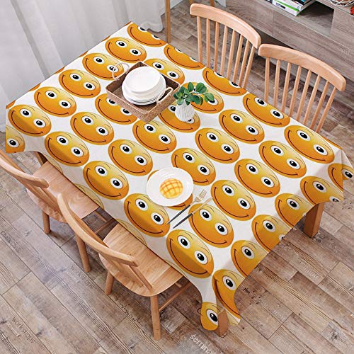 Mantel Antimanchas Rectangular Impermeable,Emoji, Smiley Technologic Modern Happy Loving Mood Expresiones faciales c,Manteles Mesa Decorativo para Hogar Comedor del Cocina,（140 x 200 cm/55*78 pulgada）