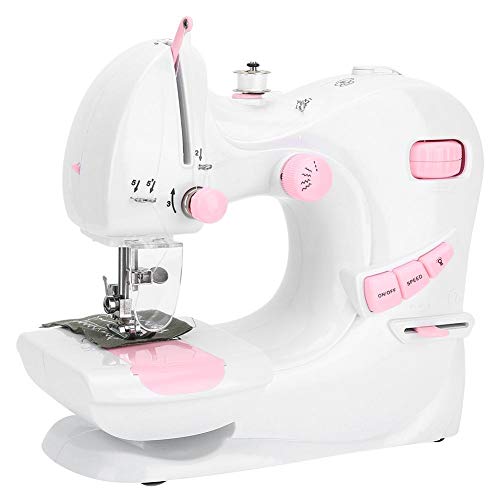 Máquina de coser eléctrica, mini herramienta de bordado doméstica ligera multiusos portátil máquina de coser manual(Enchufe de la UE)