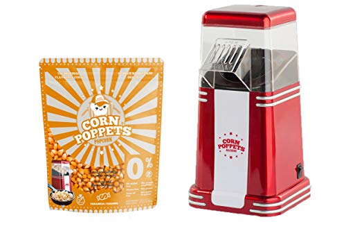 Máquina de palomitas de maíz Corny Poppets 1200 W + 3 vasos + maíz de palomitas para 16 litros de palomitas Máquina de palomitas de maíz Corny Poppets 1200 W + 3 vasos + maíz de palomitas para 16 litros de palomitas
