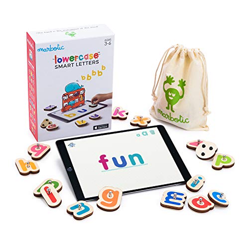 Marbotic - Lowercase Smart Letters for iPad, letras minúsculas interactivas de madera para aprender a leer y a escribir de forma práctica y divertida, edad: 3-5 años