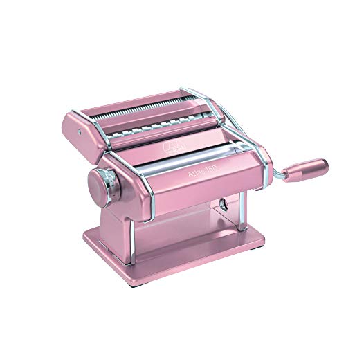 Marcato Máquina Atlas 8320PK hecha en Italia, rosa, incluye cortador de pasta, manivela e instrucciones, aluminio