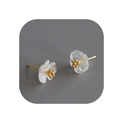 Meet You - Pendientes de tuerca de plata de ley 925 con cristal natural para mujer, accesorios de joyería y regalos dorado