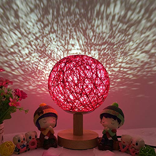 Mesita de Noche proyector de Estrella romántica luz de Noche Creativa Regalo de cumpleaños INS atenuación Guita Bola Bola de ratán lámpara de Mesa 15 cm