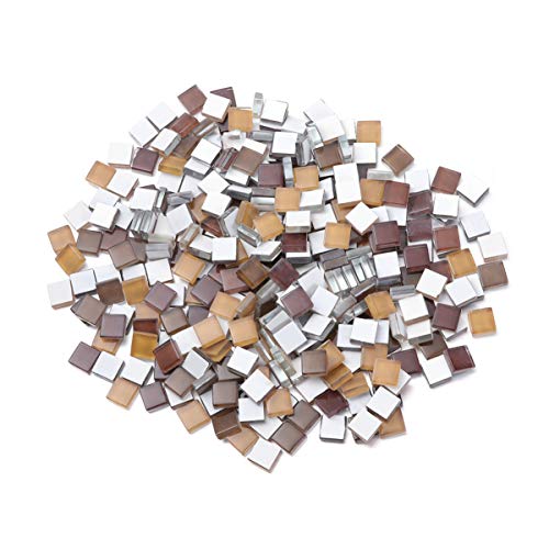 Milisten - Lote de 300 azulejos de mosaico cuadrados de cristal de mosaico, piedras de cristal de mosaico para marcos de fotos, bricolaje, artesanía, decoración marrón