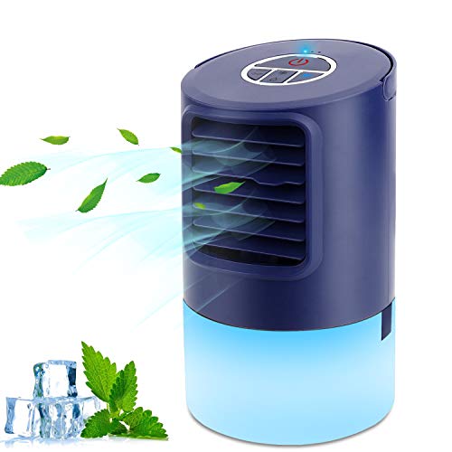 Mini Enfriador de Aire, Mini Acondicionador de Aire Móvil, 4 en 1 Climatizadores Evaporativos con Función de Humidificación, 2 Temporizadores/3 Niveles de Potencia/7 Colores Luz, Perfecto Regalo Mini Enfriador de Aire, Mini Acondicionador de Aire Móvil, 4 en 1 Climatizadores Evaporativos con Función de Humidificación, 2 Temporizadores/3 Niveles de Potencia/7 Colores Luz, Perfecto Regalo