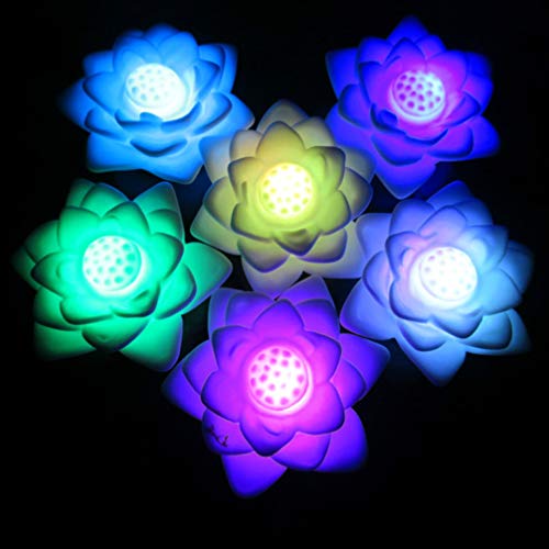 Mobestech 2 piezas de lámpara de loto flotante que cambia de color led flor candelita romántica luz de noche artificial para decoración de bar de fiesta