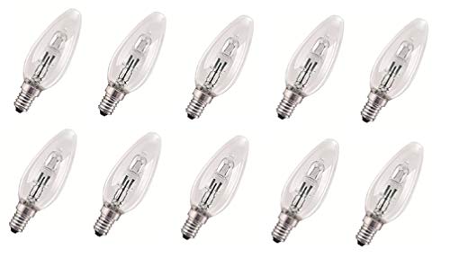 NCC-Licht - Lote de 10 bombillas halógenas (18 W = 25 W, E14, 2000 h, luz blanca cálida, intensidad regulable)
