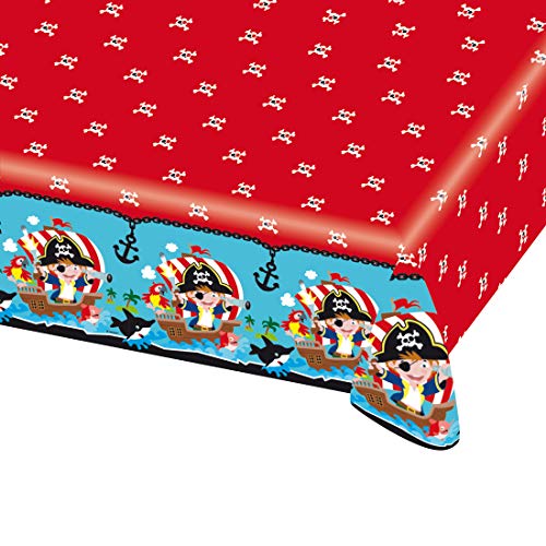 NET TOYS Colorido Mantel Lavable Motivo Pirata | 120 x 180 cm | Increíble decoración para la Mesa Fiesta Motivo Pirata Fiestas de cumpleaños Infantil y Fiestas Infantiles