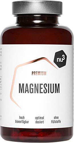 nu3 Magnesio Premium - 120 cápsulas - 378 mg de magnesium - Complemento de citrato de magnesio con chrolella - Suplemento vegano - Ayuda a la regeneración muscular - Reduce la fatiga y calambres