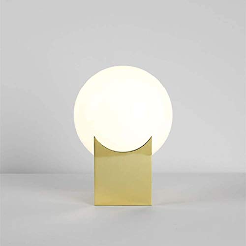 NXYJD Mensaje Led lámpara de Mesa Loft Bola Blanca luz del Escritorio, Golden Tabla Luces de la habitación Cubierta de Noche Decoración lámpara de Escritorio