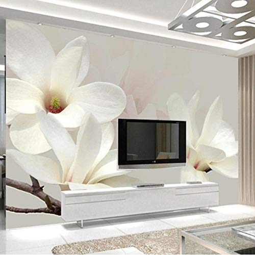 Papel pintado mural de foto personalizado moderno flor de lirio 3D flor de Magnolia blanca pintura de pared sala de estar murales de pared papel tapiz-400cmx280cm