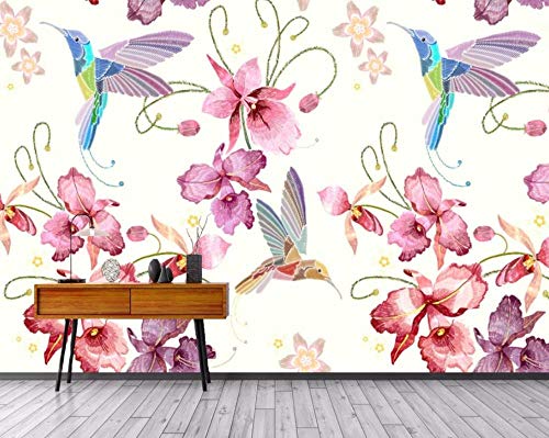 Papel Pintado Pared 3D Pájaro Y Flor De Lirio Simple Moderno Dormitorio Salon Decoracion murales