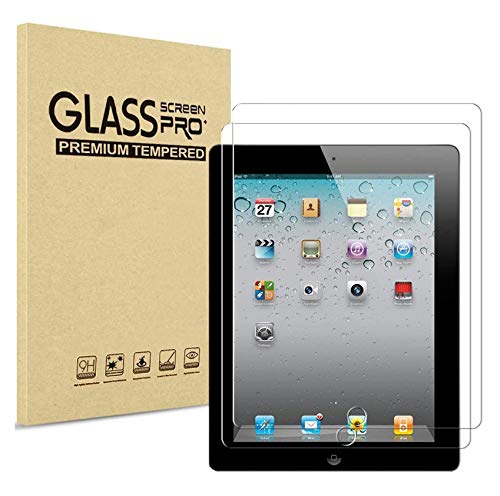 Phonilico - Lote de 2 protectores de pantalla de vidrio templado para iPad 2/3/4 (9,7 pulgadas), iPad 2/iPad 3/iPad 4 – Protector de pantalla de vidrio templado resistente [juego de 2]