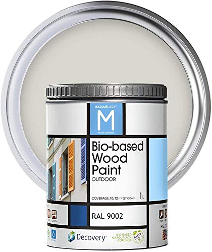 Pintura para Madera | Bio-based Wood Paint RAL 9002 | 1 L | Pintura Ecológica para Todo Tipo de Madera | Pintura Madera Exterior Semi Mate | Color Blanco