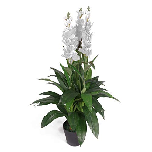 Planta Artificial de orquídea de Cymbidium de Hoja de 100 cm, diseño de Maceta, Color Blanco Planta Artificial de orquídea de Cymbidium de Hoja de 100 cm, diseño de Maceta, Color Blanco