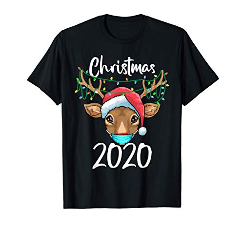 Regalos de la familia de Navidad 2020 Máscara de reno Camiseta