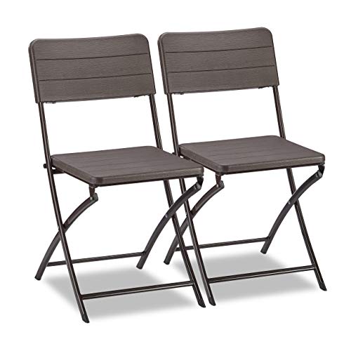 Relaxdays Pack de 2 Sillas Plegables de Jardín y Terraza, Plástico y Hierro, Marrón, 82 x 43,5 x 47 cm Relaxdays Pack de 2 Sillas Plegables de Jardín y Terraza, Plástico y Hierro, Marrón, 82 x 43,5 x 47 cm