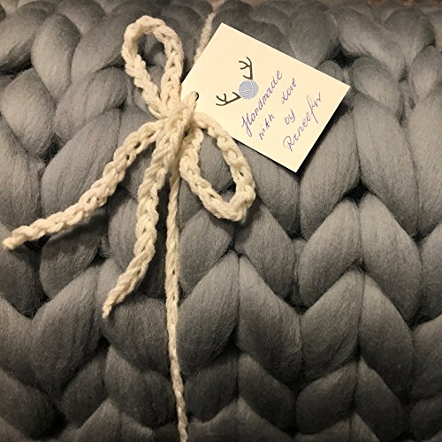 reneefer Handmade | gris colcha de 100% Lana de Merino XXL, 80 x 220 cm Manta Decoración Manta skandinavisch