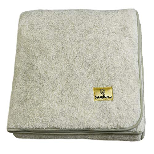 SamWo, Natur-Fell-Shop - Manta (100% lana de merino, 200 x 140 cm), color gris claro