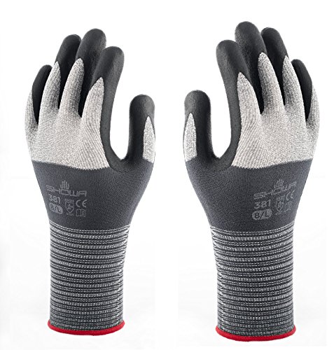 Showa 381 Lot de 3 paires de gants multi-usages, noir