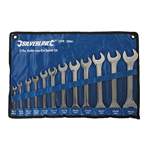 Silverline Tools 380681 - Juego de llaves planas fijas, 12 pzas (6-32 mm) Silverline Tools 380681 - Juego de llaves planas fijas, 12 pzas (6-32 mm)