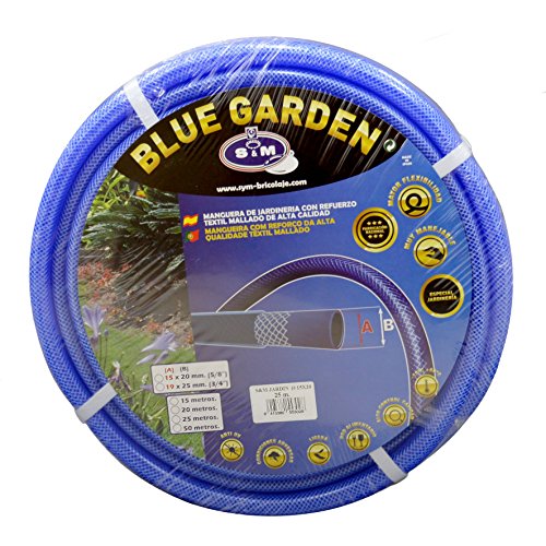 S&M 553028 Manguera de jardinería Reforzada Blue Garden, Azul, Rollo 25 Metros- 15 x 20 mm- (5/8”)