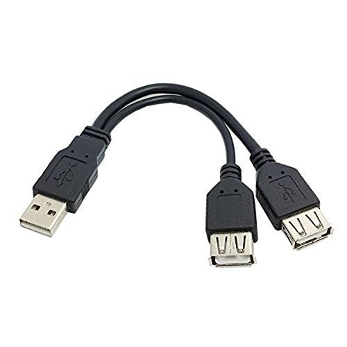 Smartera® 20cm USB 2.0 con un Enchufe Macho de 2 Dual USB A Hembra Jack Y Eje del Divisor del Cable de extensión del Adaptador