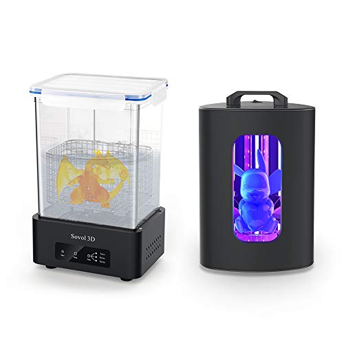 Sovol Máquina de lavado y endurecimiento para LCD/DLP/SLA 3D, modelos impresos de resina UV, caja de endurecimiento con disco giratorio y cubo de lavado