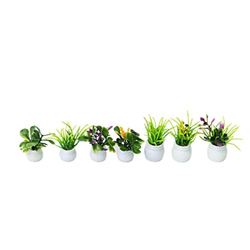SUPVOX 7 Piezas Mini Planta en Maceta Miniatura Mini Bonsai vegetación Suministros de Flores Falsas Hierba para Adornos de Escritorio