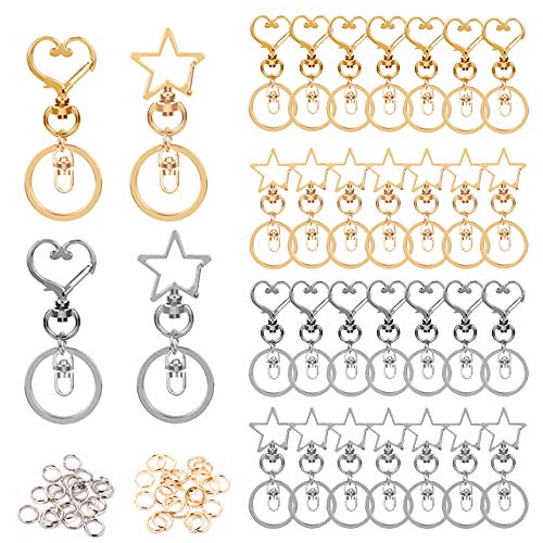 Sweieoni 32 Piezas Anillas llaveros con Cadena Llavero en Forma de corazón Keychain Star Jewelry Keychain Car Pendant para Llavero o decoración Bolso y Family Keys Organización y Manualidades