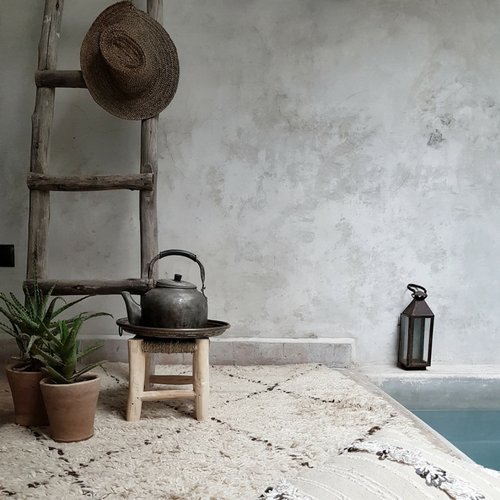 Taburete de Madera y Rafia Hecho a Mano en Marruecos, Silla jardín, decoración jardín, Estilo Bohemio, Boho Taburete de Madera y Rafia Hecho a Mano en Marruecos, Silla jardín, decoración jardín, Estilo Bohemio, Boho