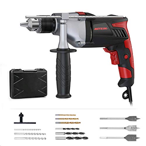 Taladro Percutor, Meterk 950W Taladro Eléctrico 0-2800 RPM con 12 juegos de brocas, mango giratorio de 360 °, gatillo de 17 velocidades y carcasa de máquina de aluminio, martillo y taladro 2 en 1 Taladro Percutor, Meterk 950W Taladro Eléctrico 0-2800 RPM con 12 juegos de brocas, mango giratorio de 360 °, gatillo de 17 velocidades y carcasa de máquina de aluminio, martillo y taladro 2 en 1