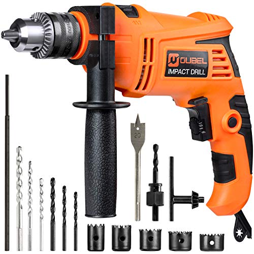 Taladro Percutor OUBEL, 850W 3000 RPM, Martillo Taladro 2 Funciones, Mango Giratorio de 360°, Medidor de Profundidad, con 15 Accesorios Taladro Percutor OUBEL, 850W 3000 RPM, Martillo Taladro 2 Funciones, Mango Giratorio de 360°, Medidor de Profundidad, con 15 Accesorios